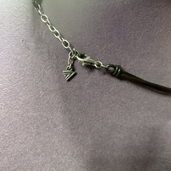 Vintage SILPADA .925 Sterling Necklace Open Work Abalone Shell Pendant Leather - Picture 2 of 3